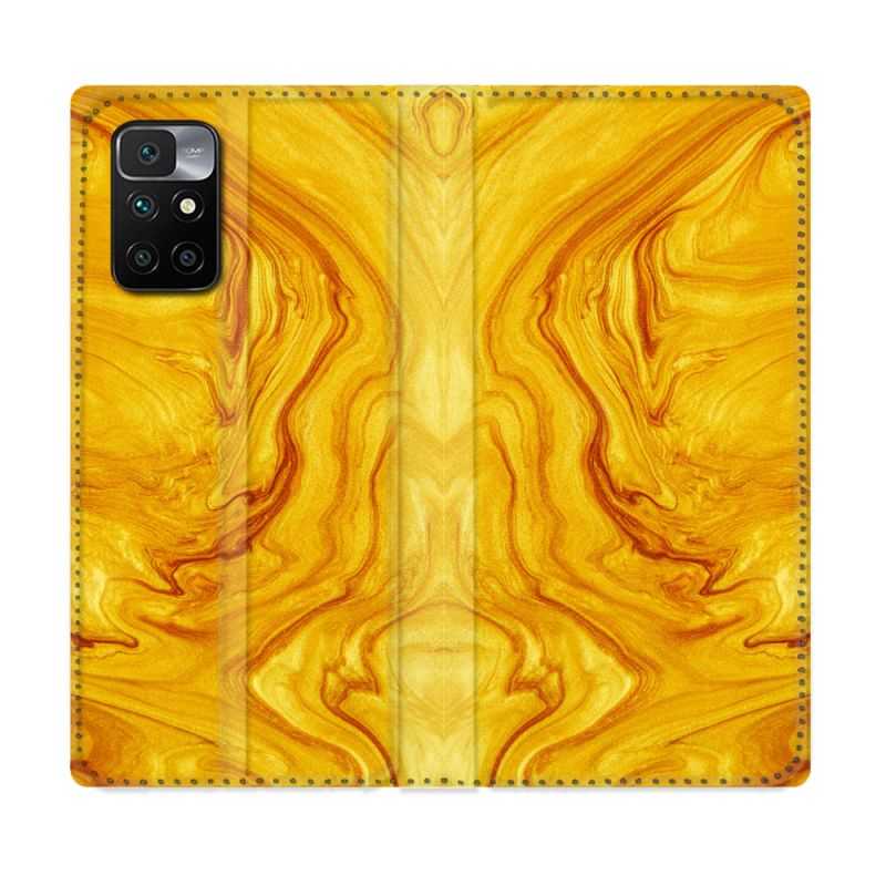 Housse Cuir Portefeuille Pour Xiaomi Redmi 10 Texture Marbre Jaune