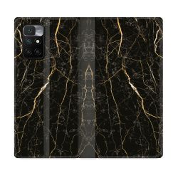 Housse Cuir Portefeuille Pour Xiaomi Redmi 10 Texture Marbre Noir