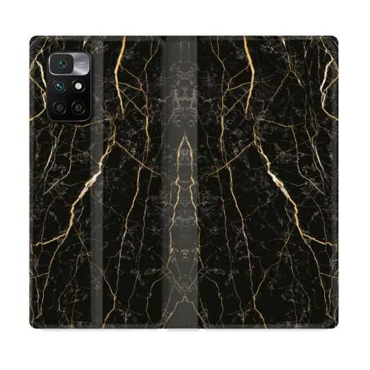 Housse Cuir Portefeuille Pour Xiaomi Redmi 10 Texture Marbre Noir