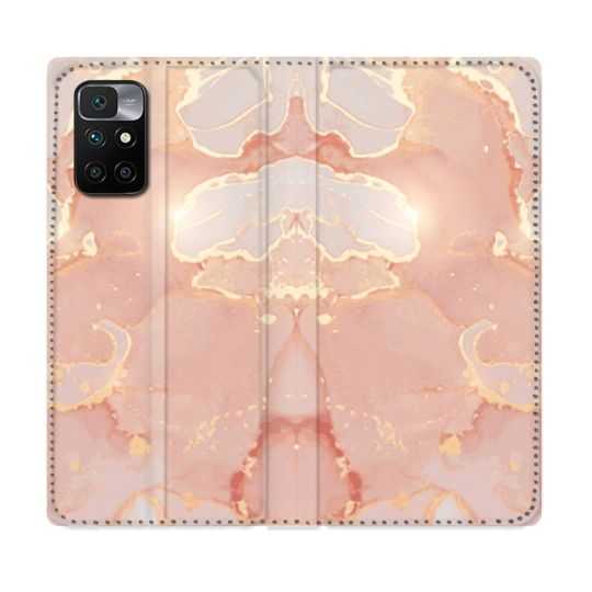 Housse Cuir Portefeuille Pour Xiaomi Redmi 10 Texture Marbre Rose