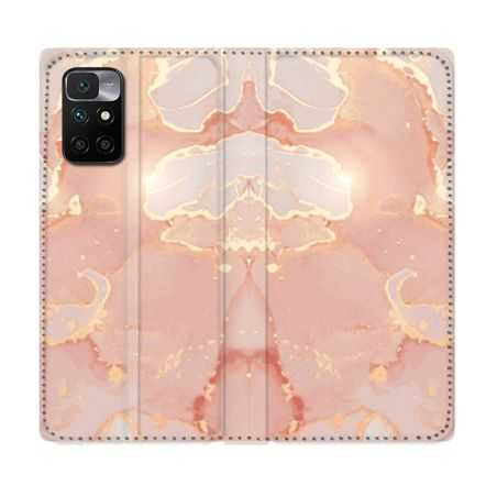Housse Cuir Portefeuille Pour Xiaomi Redmi 10 Texture Marbre Rose