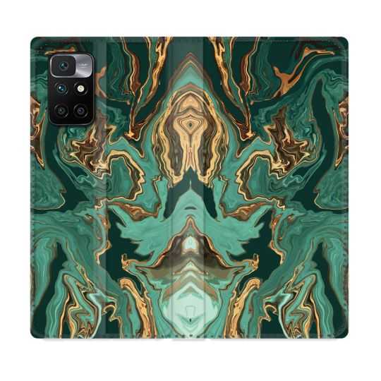 Housse Cuir Portefeuille Pour Xiaomi Redmi 10 Texture Marbre Vert