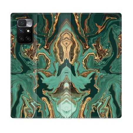 Housse Cuir Portefeuille Pour Xiaomi Redmi 10 Texture Marbre Vert