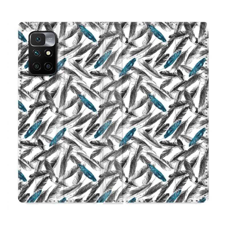 Housse Cuir Portefeuille Pour Xiaomi Redmi 10 Texture Plume Canard