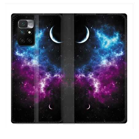 Housse Cuir Portefeuille Pour Xiaomi Redmi 10 Univers Bleu Violet