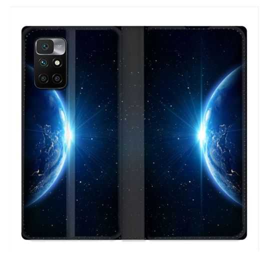 Housse Cuir Portefeuille Pour Xiaomi Redmi 10 Univers Planete Terre