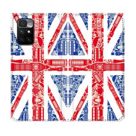 Housse Cuir Portefeuille Pour Xiaomi Redmi 10 Voyage Angleterre Blanc
