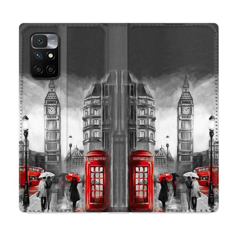 Housse Cuir Portefeuille Pour Xiaomi Redmi 10 Voyage Angleterre Londres Vintage