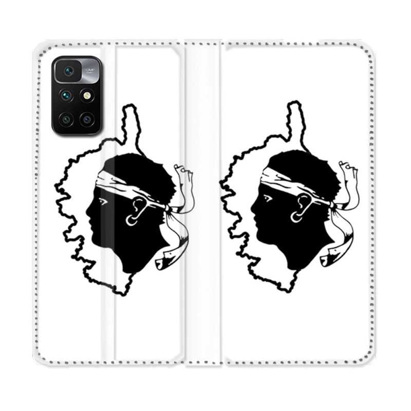 Housse Cuir Portefeuille Pour Xiaomi Redmi 10 Voyage Corse Blanc