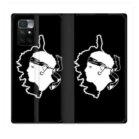 Housse Cuir Portefeuille Pour Xiaomi Redmi 10 Voyage Corse Noir