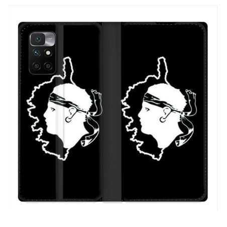 Housse Cuir Portefeuille Pour Xiaomi Redmi 10 Voyage Corse Noir