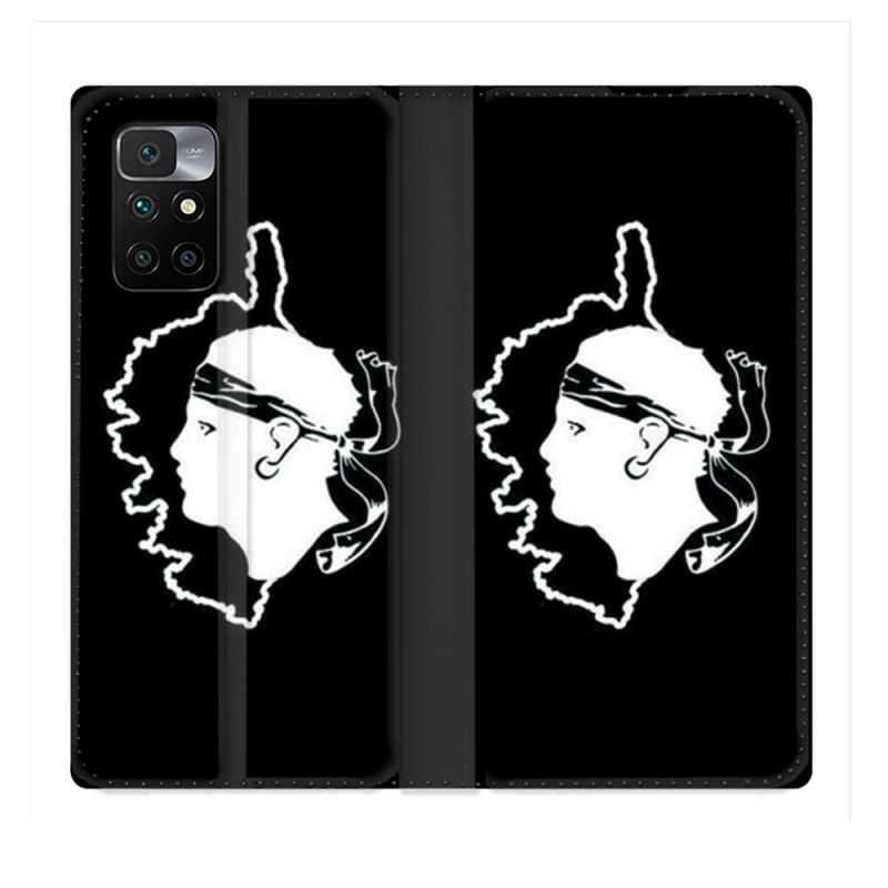 Housse Cuir Portefeuille Pour Xiaomi Redmi 10 Voyage Corse Noir