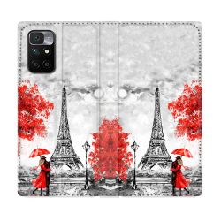 Housse Cuir Portefeuille Pour Xiaomi Redmi 10 Voyage France Paris Rouge