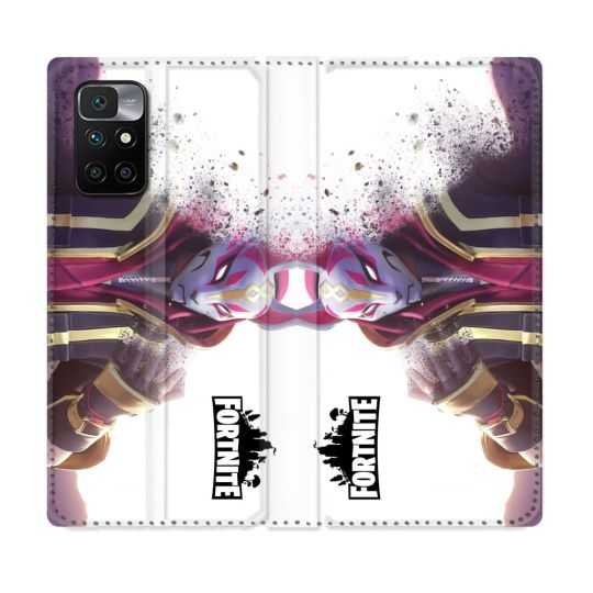 Housse Cuir Portefeuille Pour Xiaomi Redmi 10 Fortnite Blanc