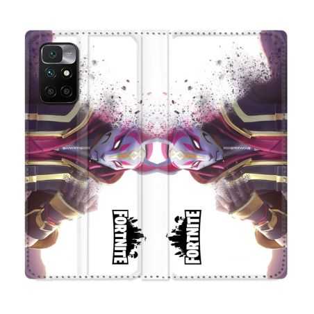Housse Cuir Portefeuille Pour Xiaomi Redmi 10 Fortnite Blanc