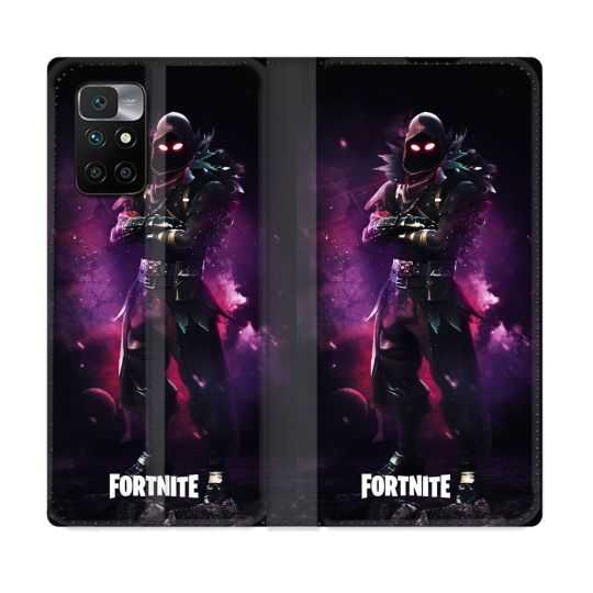 Housse Cuir Portefeuille Pour Xiaomi Redmi 10 Fortnite Raven