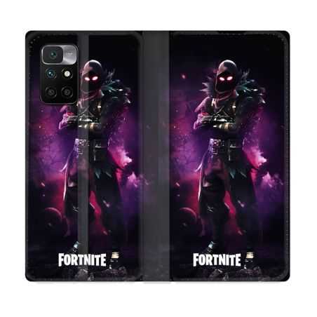 Housse Cuir Portefeuille Pour Xiaomi Redmi 10 Fortnite Raven