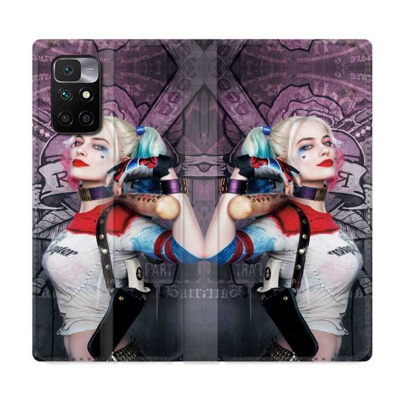 Housse Cuir Portefeuille Pour Xiaomi Redmi 10 Harley Quinn Batte