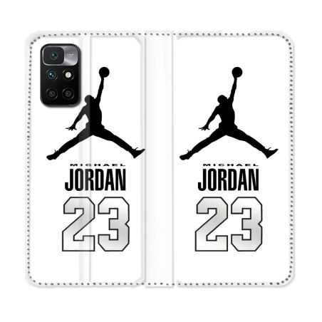 Housse Cuir Portefeuille Pour Xiaomi Redmi 10 Jordan 23 Blanc