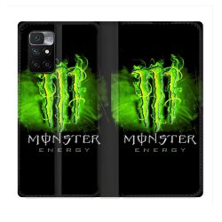 Housse Cuir Portefeuille Pour Xiaomi Redmi 10 Monster Energy Vert