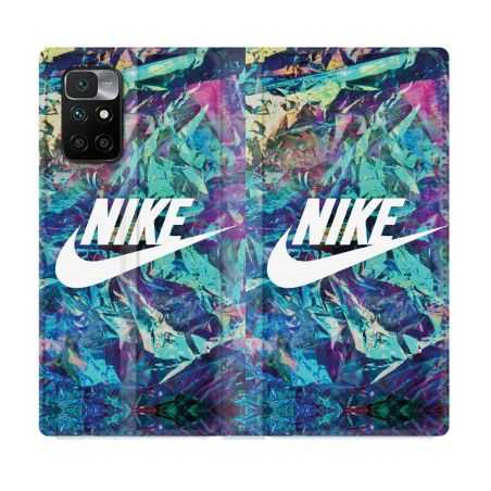 Housse Cuir Portefeuille Pour Xiaomi Redmi 10 Nike Turquoise
