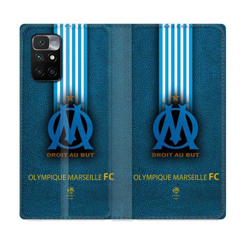 Housse Cuir Portefeuille Pour Xiaomi Redmi 10 Olympique Marseille OM Bande