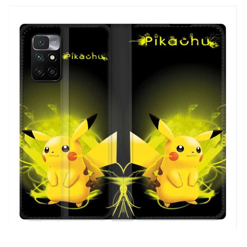 Housse Cuir Portefeuille Pour Xiaomi Redmi 10 Pokemon Pikachu Eclair