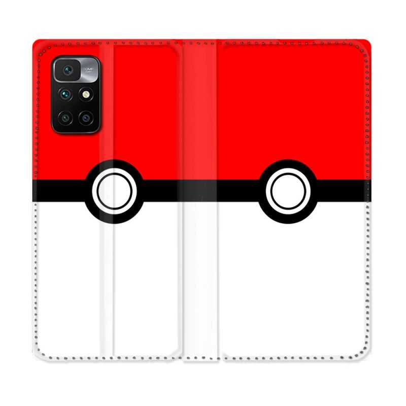 Housse Cuir Portefeuille Pour Xiaomi Redmi 10 Pokemon Pokeball