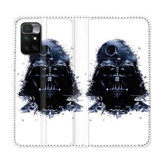 Housse Cuir Portefeuille Pour Xiaomi Redmi 10 Star Wars - Dark Vador Blanc
