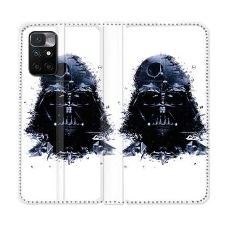 Housse Cuir Portefeuille Pour Xiaomi Redmi 10 Star Wars - Dark Vador Blanc