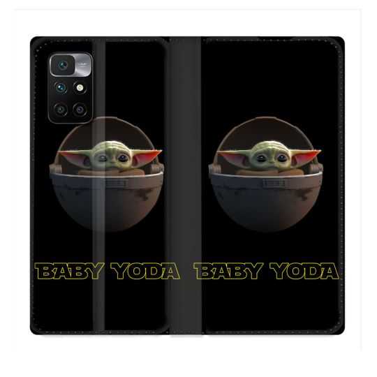 Housse Cuir Portefeuille Pour Xiaomi Redmi 10 Star Wars - Yoda bebe noir