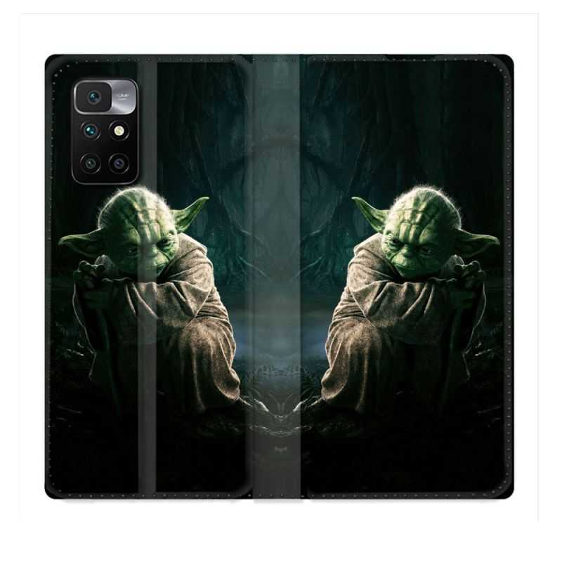 Housse Cuir Portefeuille Pour Xiaomi Redmi 10 Star Wars - Yoda sombre