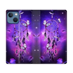 Housse Cuir Portefeuille Pour Iphone 14 (6.1) Zen Attrape Reve Papillon