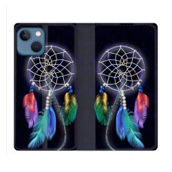 Housse Cuir Portefeuille Pour Iphone 14 (6.1) Zen Attrape Reve Multicolore