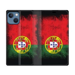 Housse Cuir Portefeuille Pour Iphone 14 (6.1) Voyage Portugal Drapeau