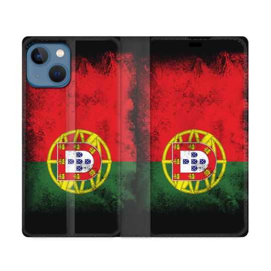 Housse Cuir Portefeuille Pour Iphone 14 (6.1) Voyage Portugal Drapeau