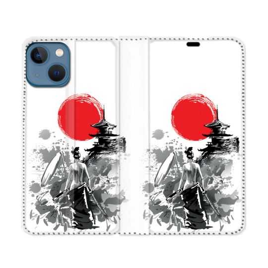 Housse Cuir Portefeuille Pour Iphone 14 (6.1) Voyage Japon Femme