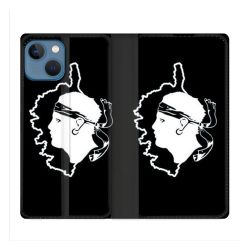 Housse Cuir Portefeuille Pour Iphone 14 (6.1) Voyage Corse Noir