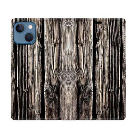 Housse Cuir Portefeuille Pour Iphone 14 (6.1) Texture Bois