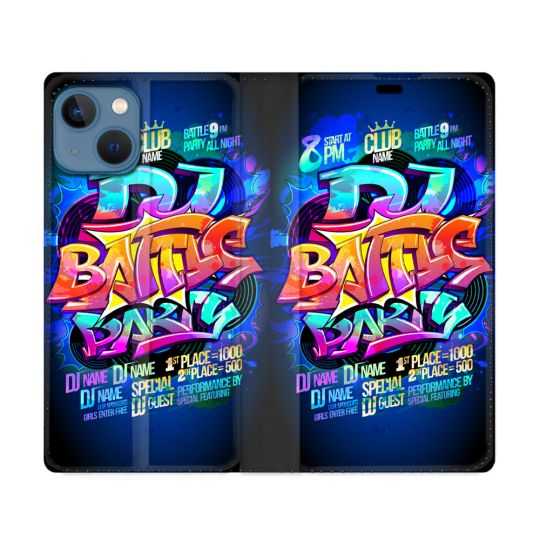 Housse Cuir Portefeuille Pour Iphone 14 (6.1) Street Art Rap