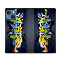 Housse Cuir Portefeuille Pour Iphone 14 (6.1) Street Art Graffiti