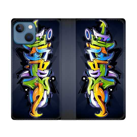 Housse Cuir Portefeuille Pour Iphone 14 (6.1) Street Art Graffiti