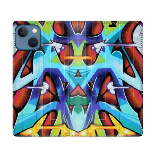 Housse Cuir Portefeuille Pour Iphone 14 (6.1) Street Art Graf Color