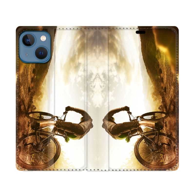 Housse Cuir Portefeuille Pour Iphone 14 (6.1) Sport VTT Soleil