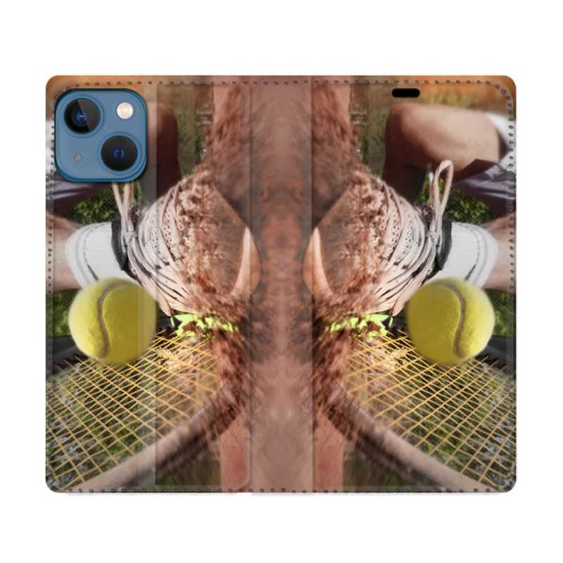 Housse Cuir Portefeuille Pour Iphone 14 (6.1) Sport Tennis Glissade