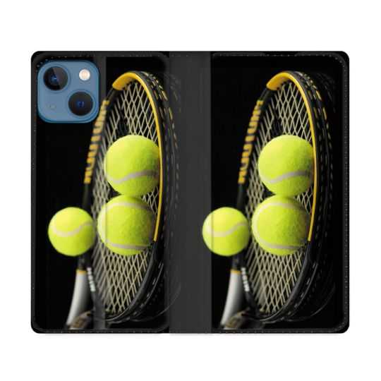 Housse Cuir Portefeuille Pour Iphone 14 (6.1) Sport Tennis Balls
