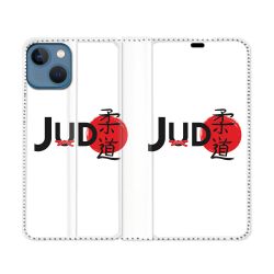 Housse Cuir Portefeuille Pour Iphone 14 (6.1) Sport Judo Logo