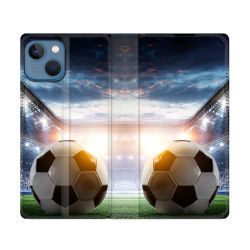 Housse Cuir Portefeuille Pour Iphone 14 (6.1) Sport Football Stade