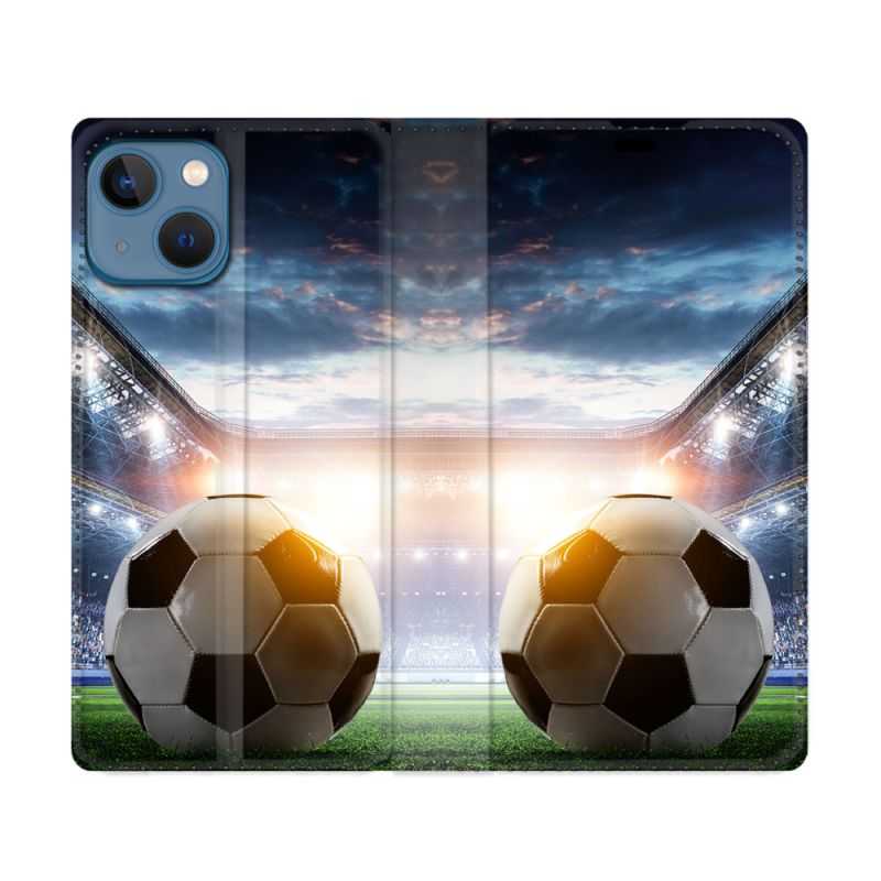 Housse Cuir Portefeuille Pour Iphone 14 (6.1) Sport Football Stade