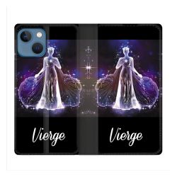 Housse Cuir Portefeuille Pour Iphone 14 (6.1) Signe Zodiaque 2 Vierge